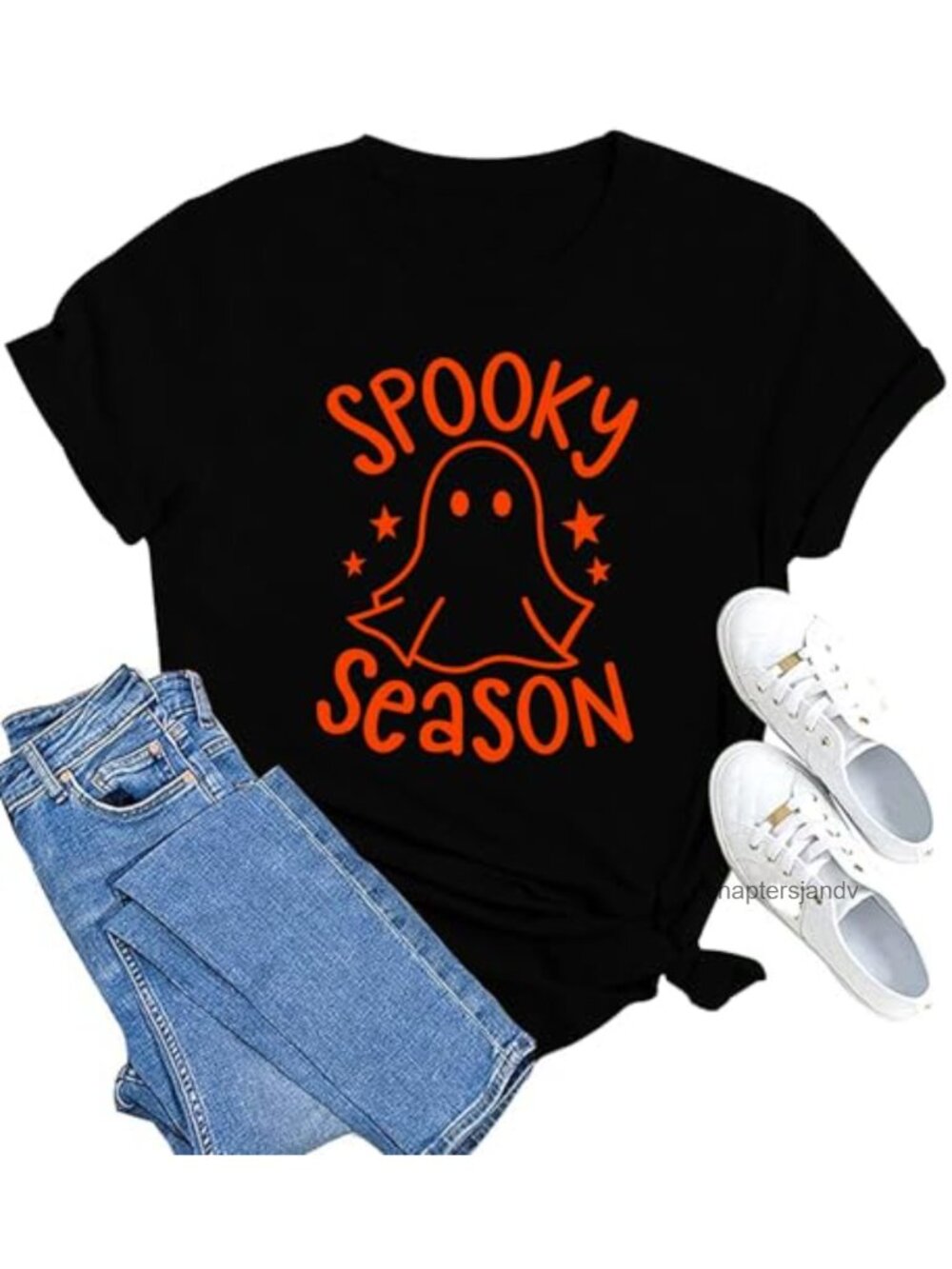 Womens Halloween Ghost Graphic T-Shirt Short Sleeve Horror Party Tee